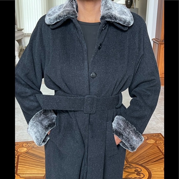 NWOT BARRAYA Wool/Cashmere Women’s Charcoal Gray Coat Sz 12 - Picture 9 of 11